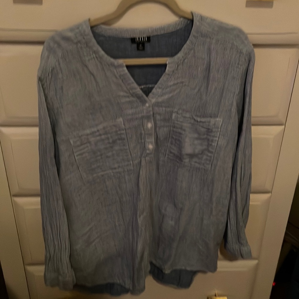 Ana Henley Style Striped Blouse Size XL